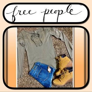 EUC Olive Color Free People Long Sleeve Top